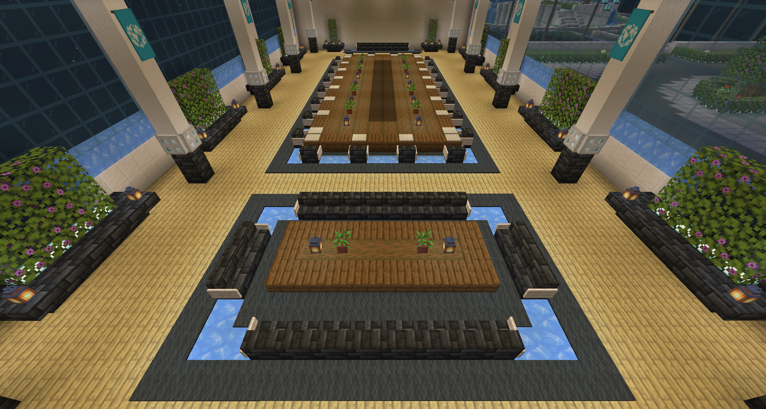 Nation leaders' diplomatic hall in Grand Civitas, a Minecraft civilization-building and geopolitics server