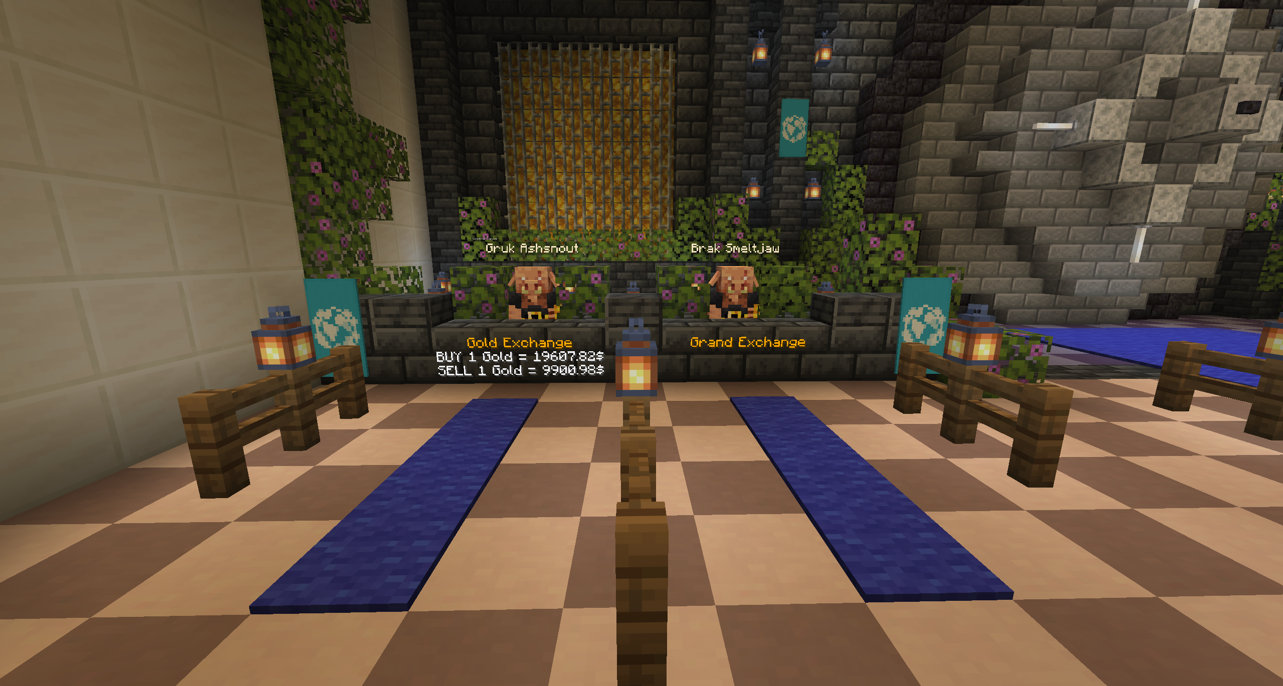 Grand Exchange gold market with NPC traders, RuneScape-inspired RPG economy in Grand Civitas